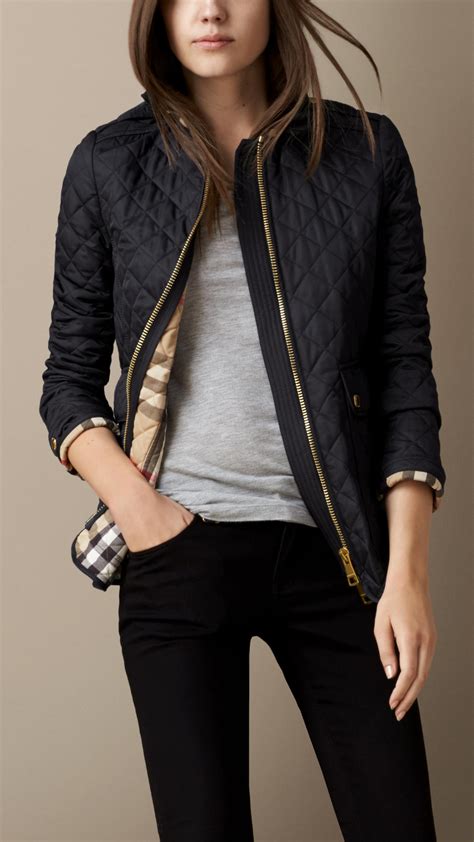 burberry long quilted zip-up jacket outfits bloggers|Burberry quilted jacket .